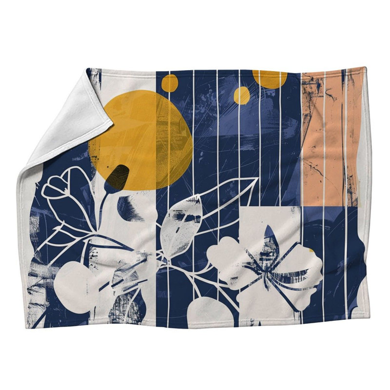 Jeté en molleton Abstract floral, L 50 po x L 60 po