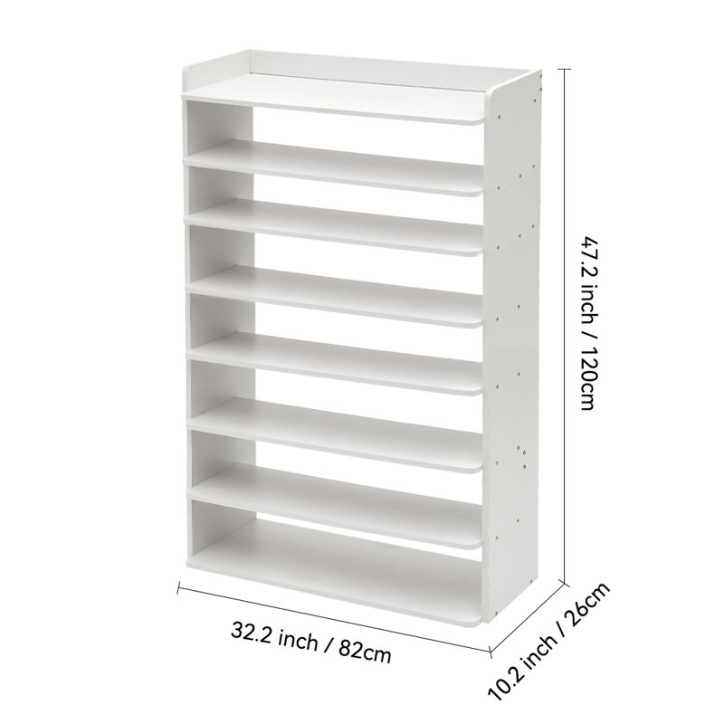 Shoe Rack, 120cm H x 82cm W x 26cm D, White