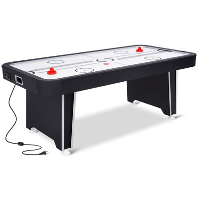 RayChee 84'' 2 -Player Powered Air Hockey Table with 2 Pucks, 2 Pushers, Stronger Motor and Digital LED Scoreboard