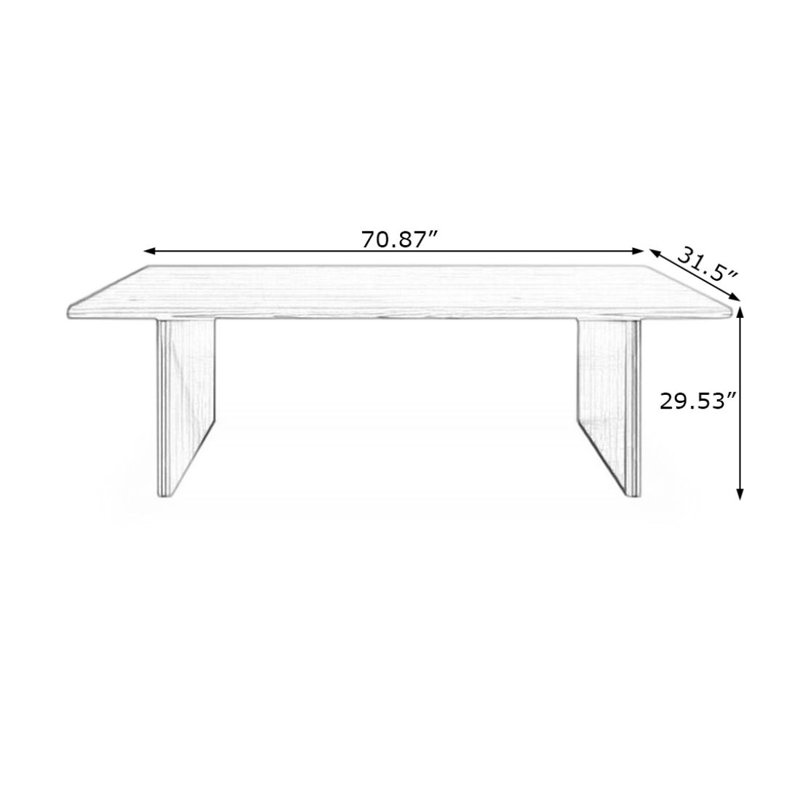 Bobb Burlywood Rectangular Solid Wood Dining Table, Burlywood, 29.53"H x 70.87"L x 31.5"W