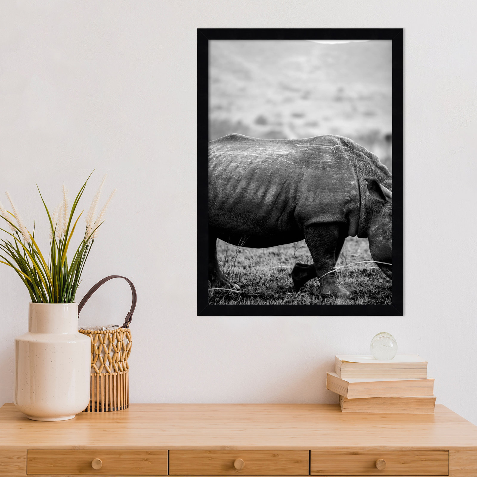 Pepperidge "Black Rhino" Print, Black, 21" H x 15" W