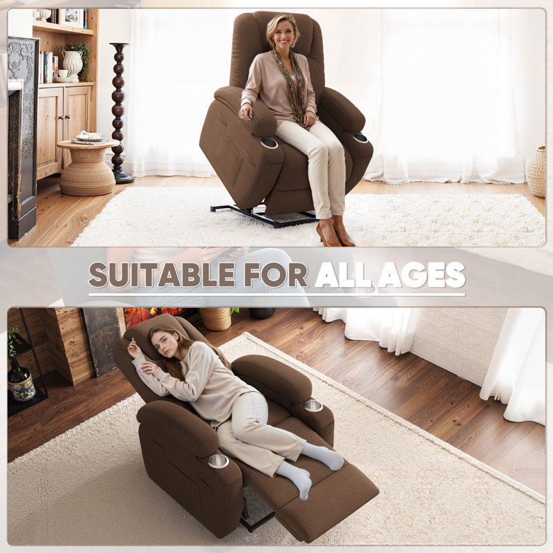 Modern Aesthetics and Intelligent Massage,Ergonomic Height-Adjustable Sofa and Lounge Chair - 8-Point Zoned Massage/Minimalist Installation/Double Cup Holder and Storage Bag