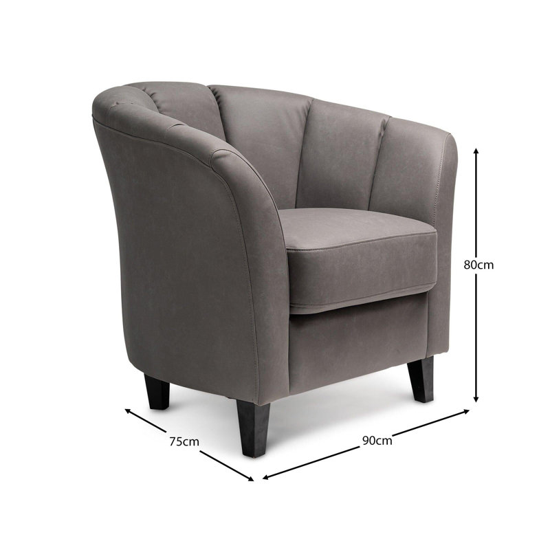 Sligo Upholstered Fabric Barrel Chair, Steel Grey, Oak