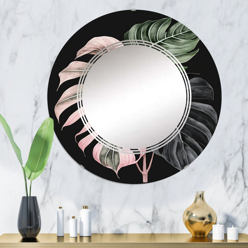 Miroir mural Raden Philodendron Leaf II - Floral Leaves, 32 po x 32 po