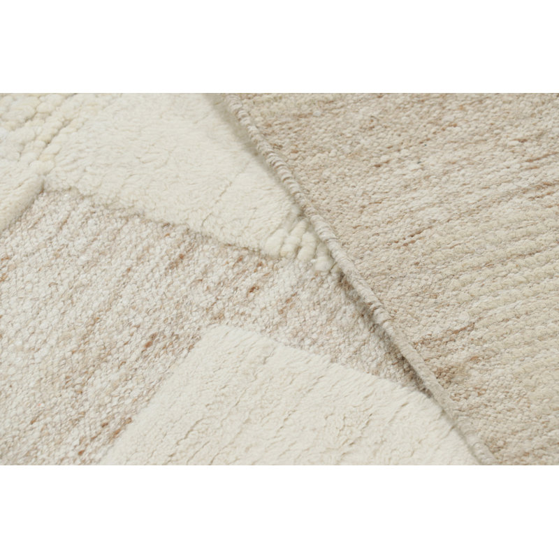 Rug & Kilim’S Contemporary Rug In White With High-Low Geometric Patterns, Rectangle 6' x 8'