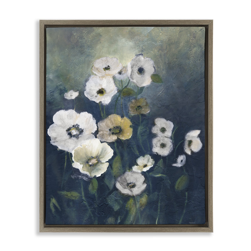 Coquelicots fleurs traditionnelles, H 31 po x l 25 po, Cadre flottant orme Montalcino