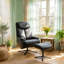 Fauteuil d'appoint pivotant noir avec repose-pieds