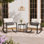 2 - Person Metal Patio Bistro Set With Lumber Pillow, Outdoor Rocking Wicker Conversation Set