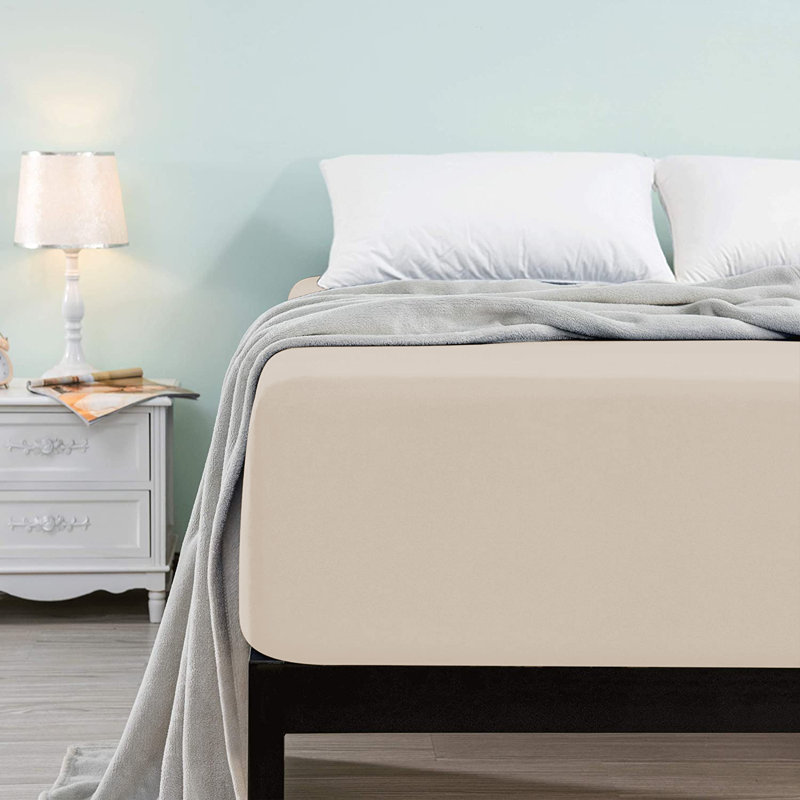 Microfiber Brushed Deep 40cm Fitted Bed Sheet, Kingsize (5'), Cream