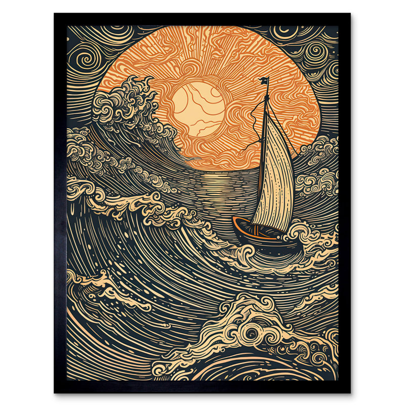 Aashman Boat Sailing Into The Sunset - Single Picture Frame Print