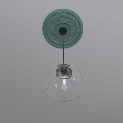EnduraForm PVC Baltimore Thermoformed Ceiling Medallion, 19"OD x 3 1/2"ID x 1"P (Fits Canopies up to 7 3/4"), Universal Pearl Metallic Sea Mist