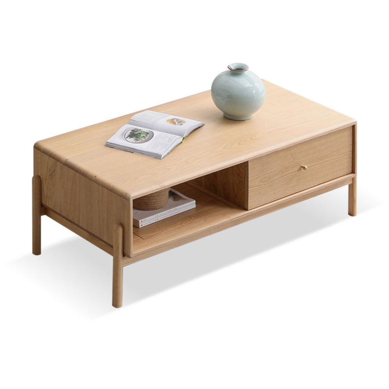 49.76" Burlywood Solid Wood Rectangular Coffee Table