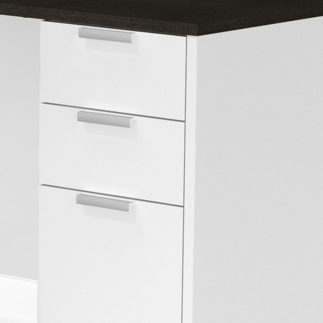 Kadian L-Shaped Executive Desk, White