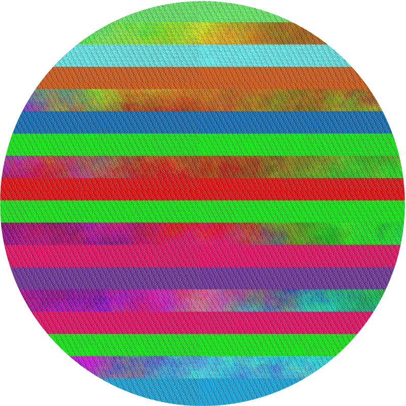 Tapis rayé rouge / vert / bleu Elloree, Rond 7 pi