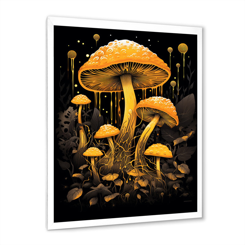 Illustration rétro sur toile Amarita Magical Mushroom, Cadre simple blanc, H 32 po x l 16 po x P 1 po