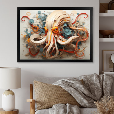 Calmar énigmatique céphalopode géométrique II - animaux, reproduction d'art sur toile