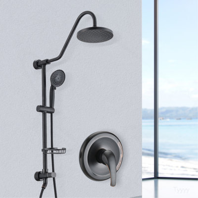 Shower Head with Handheld Shower System with 8" Rain Shower Head (Rough-in Valve Included)