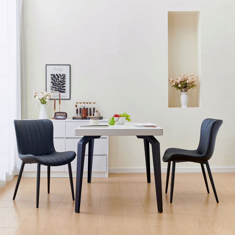 Set Of 2 Dining Chairs: Faux Leather Mid-Century Modern Modern Accent Chairs