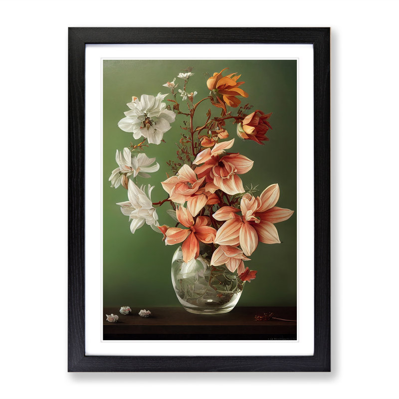Victorious Flowers - Single Picture Frame Painting, 64cm H x 46cm W x 2cm D, Black Framed