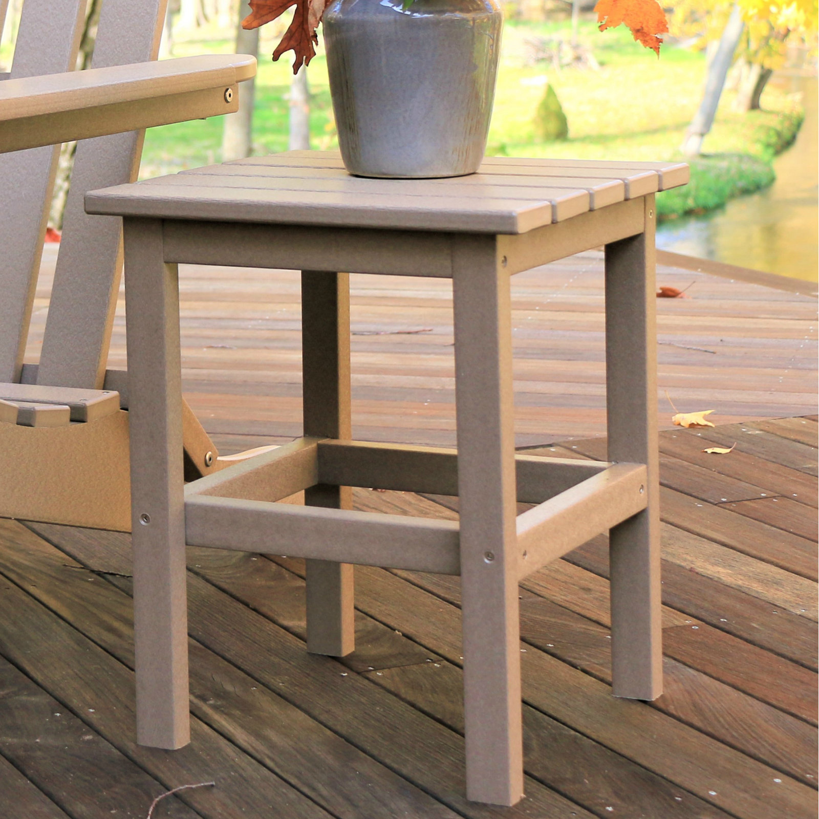 Leighton 15'' Outdoor Side Table, Weathered Wood
