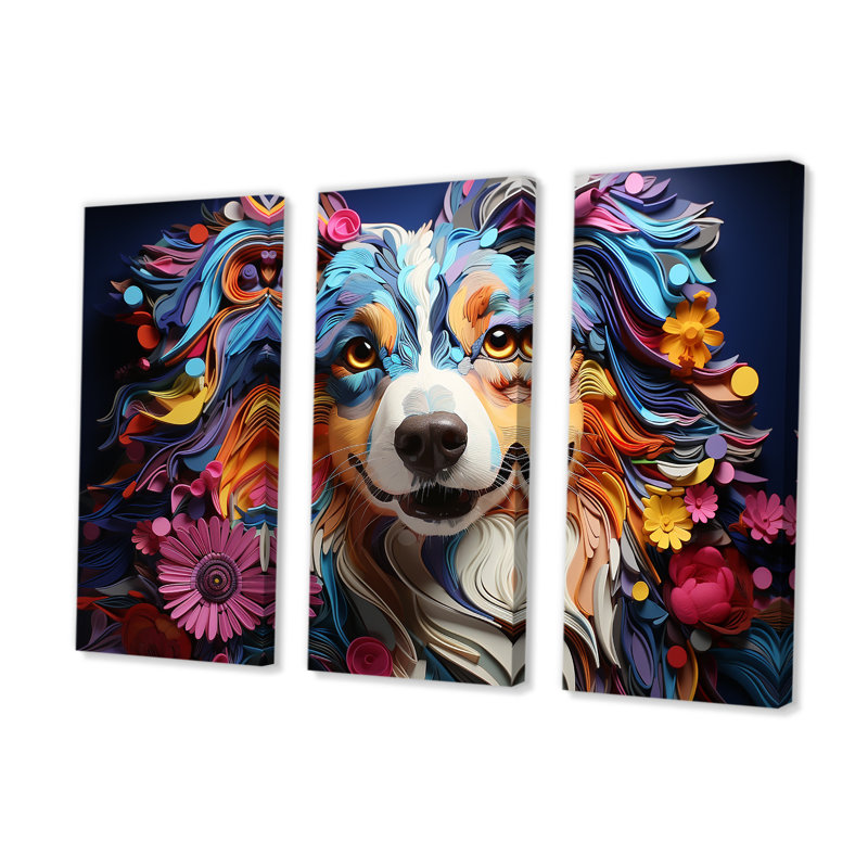 Chien, berger australien Allure II - ensemble d'art mural sur toile, H 28 po x l 36 po