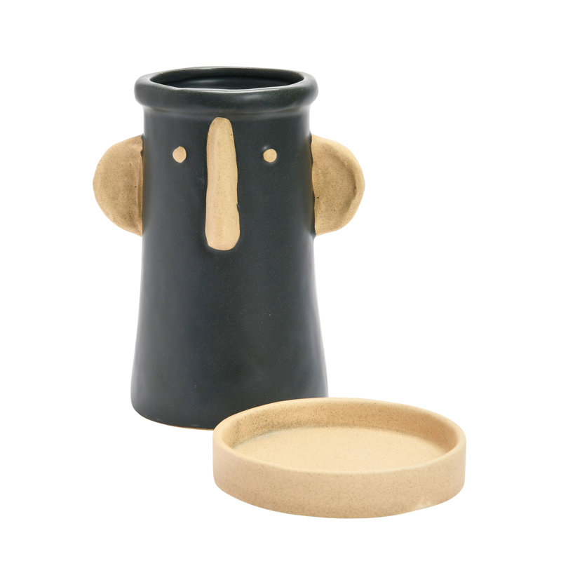 Stoneware Face Planter with Saucer