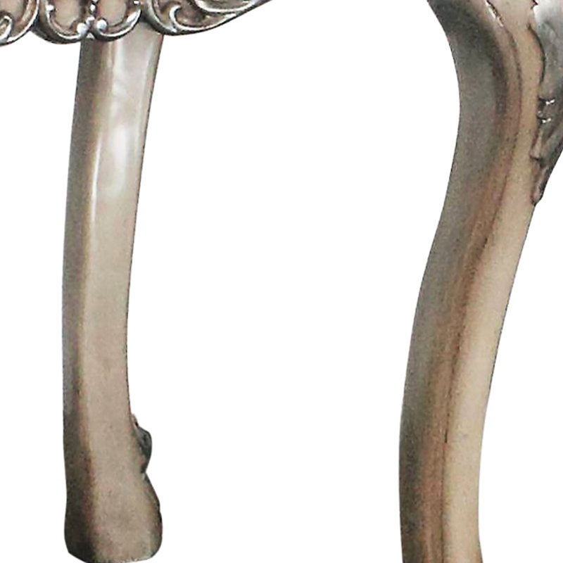 Table de bout carrée rétro blanc cassé avec motifs délicats et piédestal