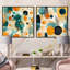 Ensemble de 2 collages carrés jaunes et verts à motif géométrique III - formes abstraites-101858526-101858530