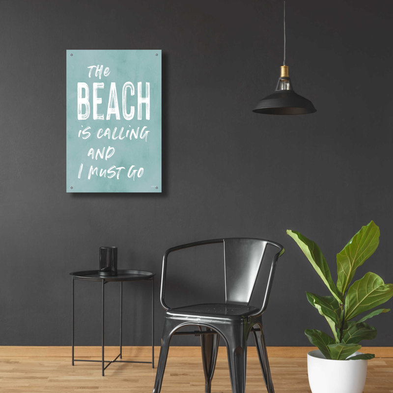 «The Beach Is Calling» par Lettrage et doublure - Art textuel sans cadre, H 36 po x l 24 po x P 0,2 po