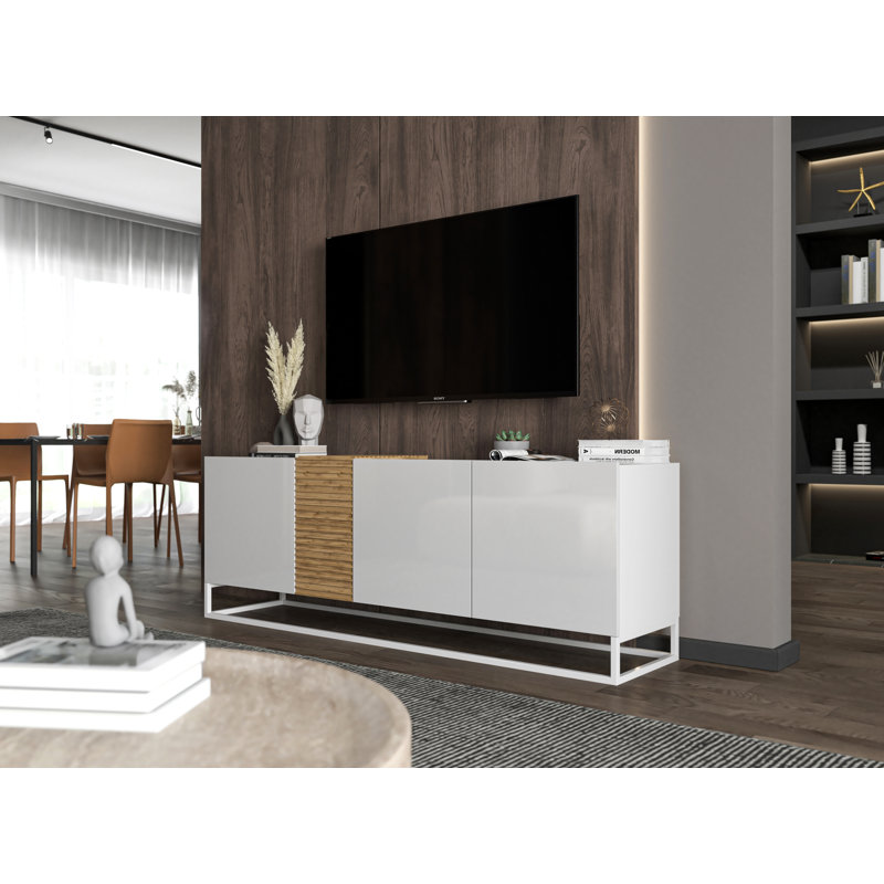 Lillymae TV Stand for TVs up to 75", Oak Artisan/White Gloss