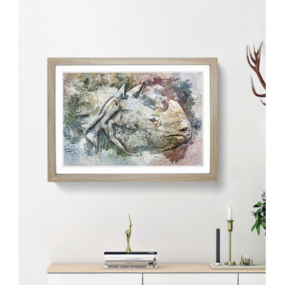 Wild Rhino in Abstract - Framed Print