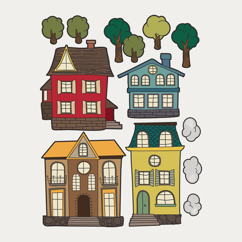 Décalcomanie murale maisons