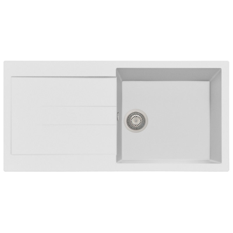 Belfry Kitchen Colvin 500mm W Single Bowl Granite Drop-In Kitchen Sink with 1 Faucet Hole, White Milk