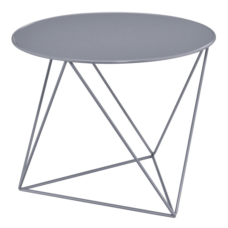 Table d'appoint à base géométrique grise en métal