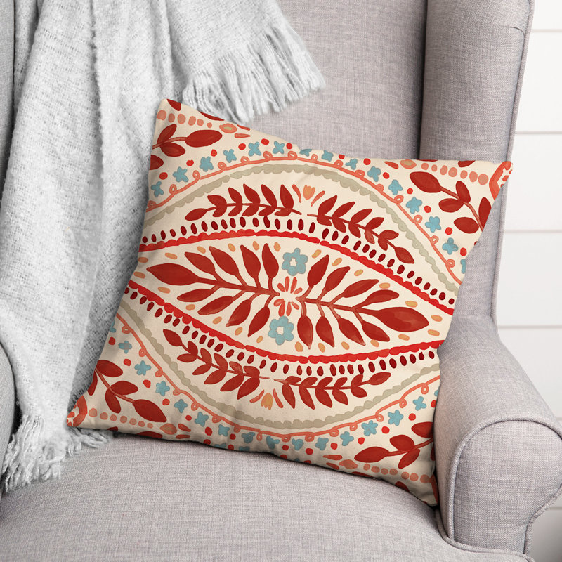 Housse et insert de coussin extérieur d'extérieur, Rouge, Floral 4