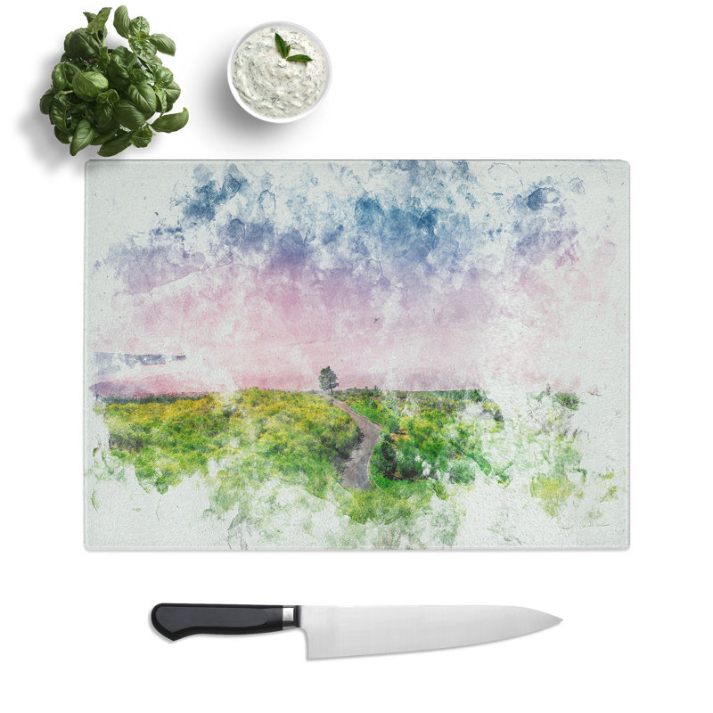 Tempered Glass Driving Through Tenerife Chopping Board, 20 cm x 28.5 cm