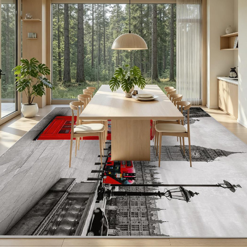 Tapis rouge d'intérieur rouge London, Rectangle 79" x 118"