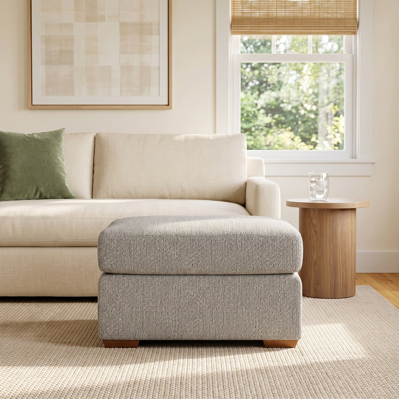 Mercado 32" Wide Square Standard Ottoman, Gray Polypropylene/Olefin