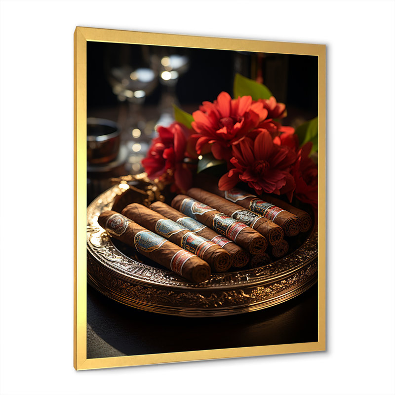 Cuba Cigar Expression II, reproduction d'art sur toile, H 20 po x l 12 po x P 1 po, Cadre doré simple
