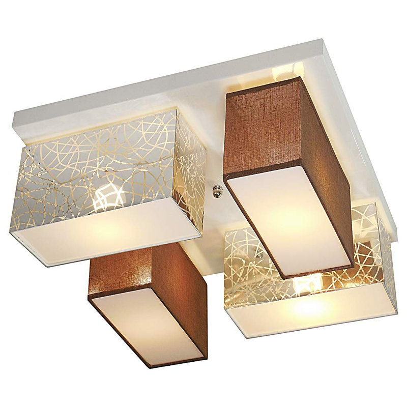 Pasko Fabric Semi Flush Mount, Silver/Brown