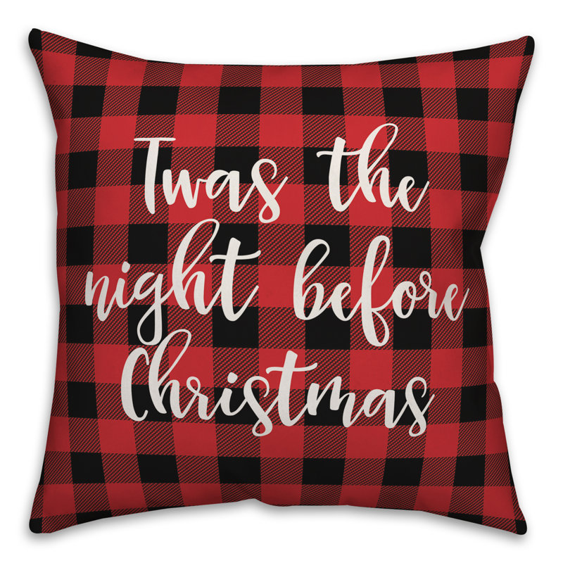  Coussin Twas the Night avant Noël à carreaux Buffalo, Coussin décoratif
