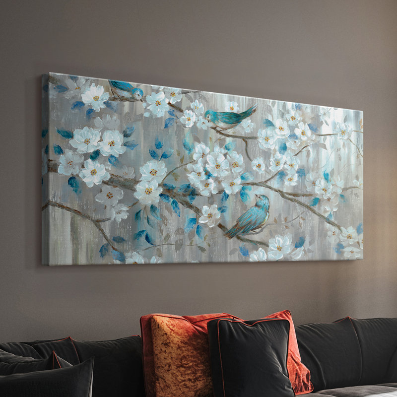 Teal Birds- Gallery Wrapped Canvas -Ready to Hang, 20" H x 40" W