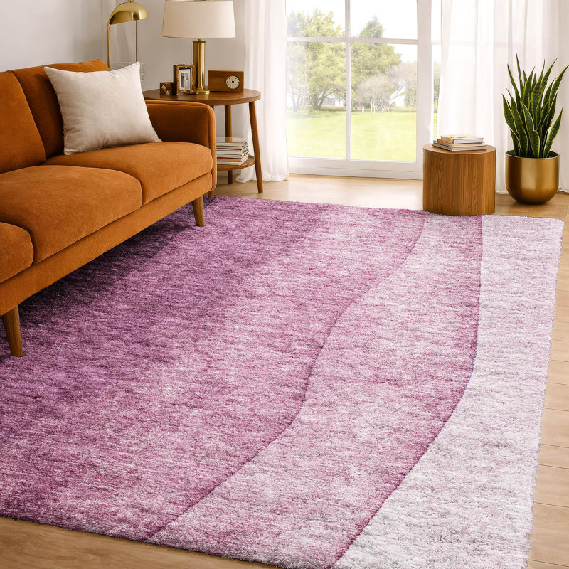Tapis dégradé Premium à poils longs lavable à la machine ADS625, Merlot, 9' x 12'