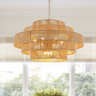 12 - Light Hand-woven Drum Chandelier