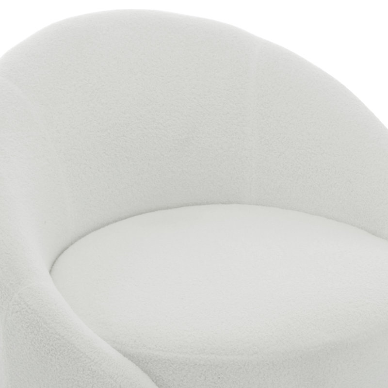 Aunna 89.2Cm Wide Swivel Barrel Chair, White Teddy