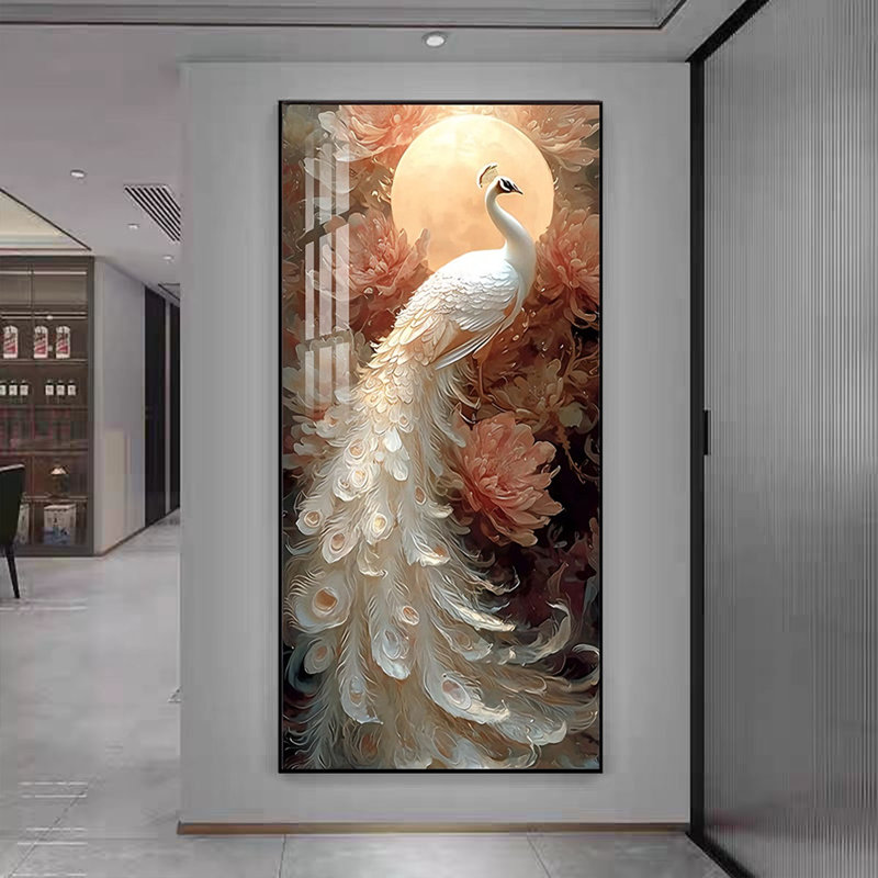 Lighted Peacock Entryway Wall Art, 78.74" H x 39.37" W x 1.38" D
