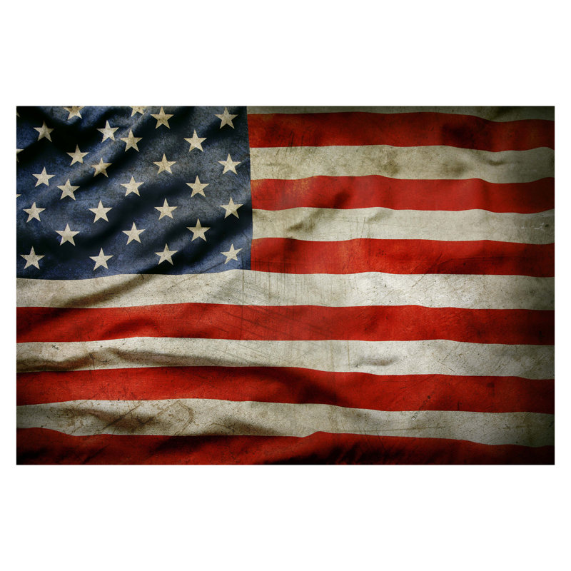 «Rustic Flag», art mural sans cadre, Rose / blanc / noir