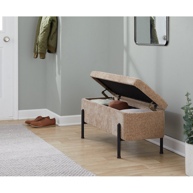 Banc de rangement avec couvercle rabattable Greely, Brun, Noir, noir, noir, noir