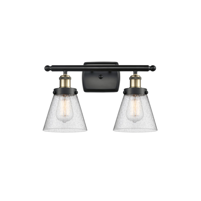 Éclairage pour meuble-lavabo de salle de bain 2 "16" Ballone Urban Cone, Blanc mat, Incandescent, Laiton antique noir