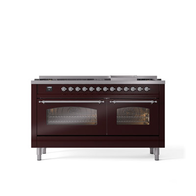 ILVE Nostalgie II 60 Dual Fuel Range, 9 Burners, Griddle
